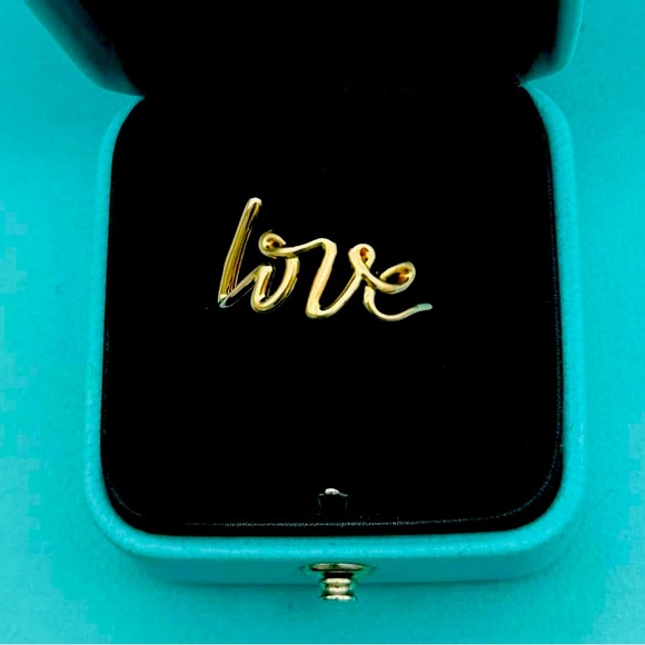 Tiffany Co RG Rose Picasso Graffiti Gold Small Love Ring Size